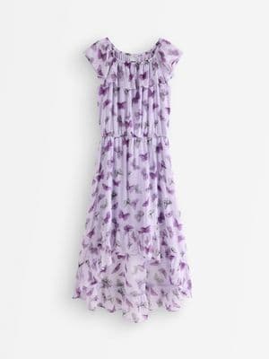 Dress with flounces