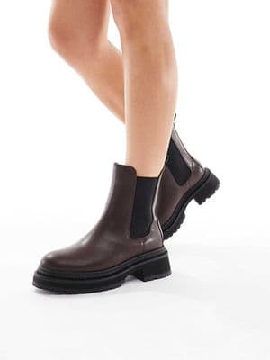 London Rebel Wide Fit Emma chunky chelsea boots