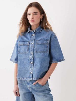 Miss Selfridge denim boxy shirt