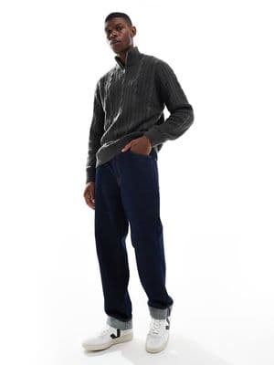 JJ Rebel cable knit 1/4 zip sweater
