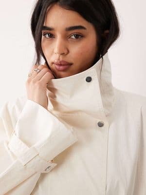 Mango Capsule cotton rich funnel neck trench coat