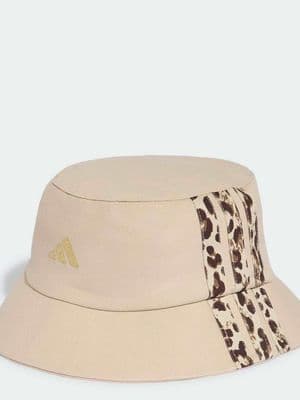 adidas performance Leo graphic bucket hat in crystal linen / khaki six