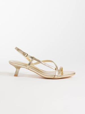 Glamorous kitten heeled strappy sandals