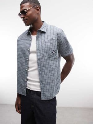 HUF star logo micro plaid shirt