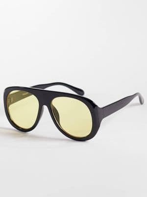 Kaiia exclusive chunky yellow lens aviator sunglasses