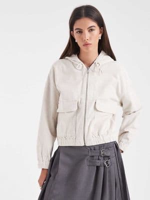 ONLY zipped through cord hooded jacket