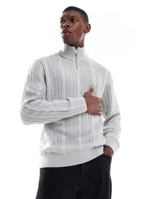 JJ Rebel cable knit 1/4 zip sweater