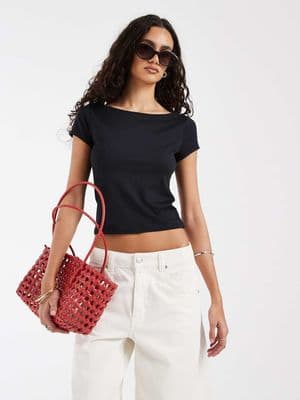 Hollister seamless slash neck top