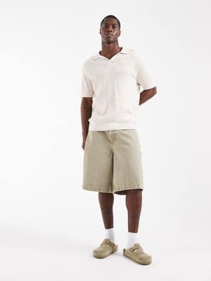 CAPO cable twist open collar polo shirt