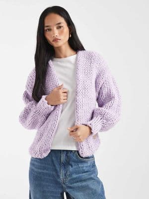 Kiwi & Co Love Me Later contains wool hand knit chunky knit dropped shoulder balloon sleeve cardigan