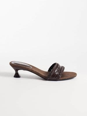 Glamorous kitten heeled woven sandals