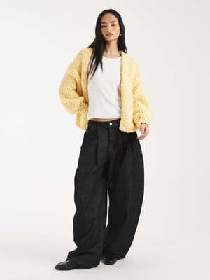 Kiwi & Co Love Me Later contains wool hand knit chunky knit dropped shoulder balloon sleeve cardigan