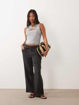 JDY Petite wide leg cheesecloth pants