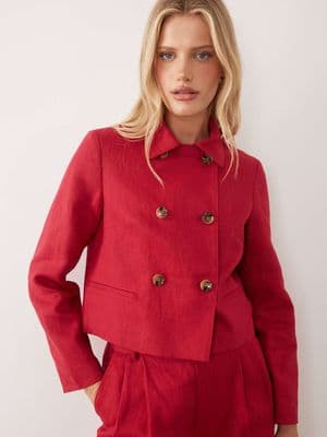 Mango linen mix short jacket