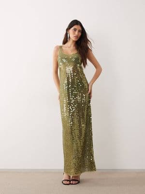 ARRANGE sheer disc sequin maxi tank dress
