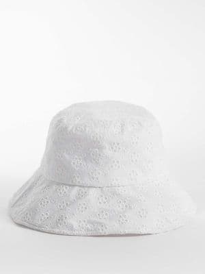 My Accessories oversized broderie anglais bucket hat