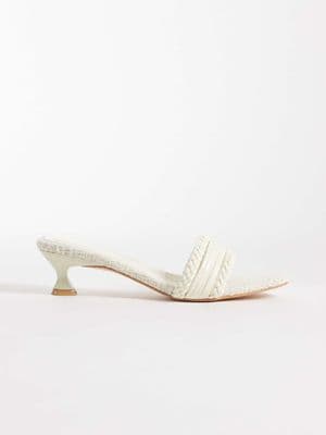 Glamorous kitten heeled woven sandals
