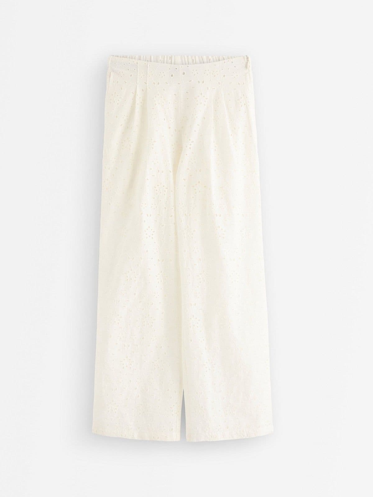 Trousers with broderie anglaise White 1