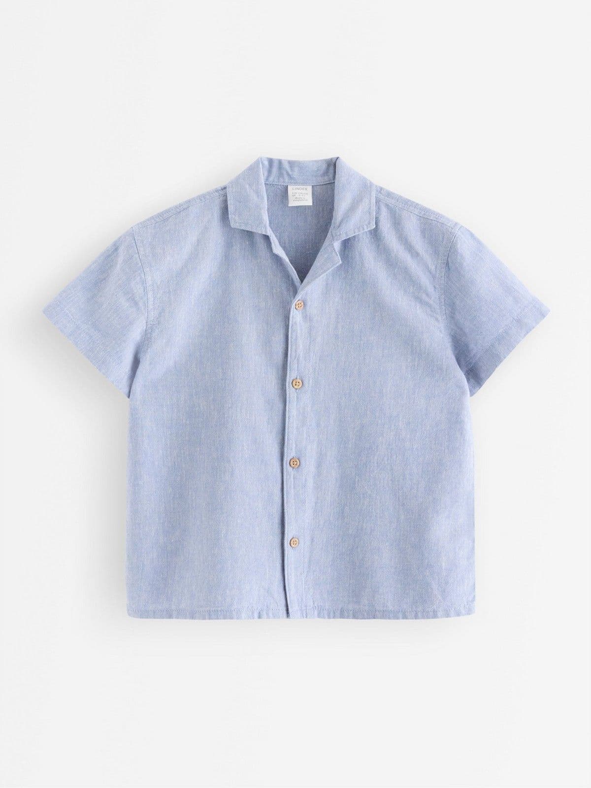 Short-sleeved shirt in linen blend Blue 1