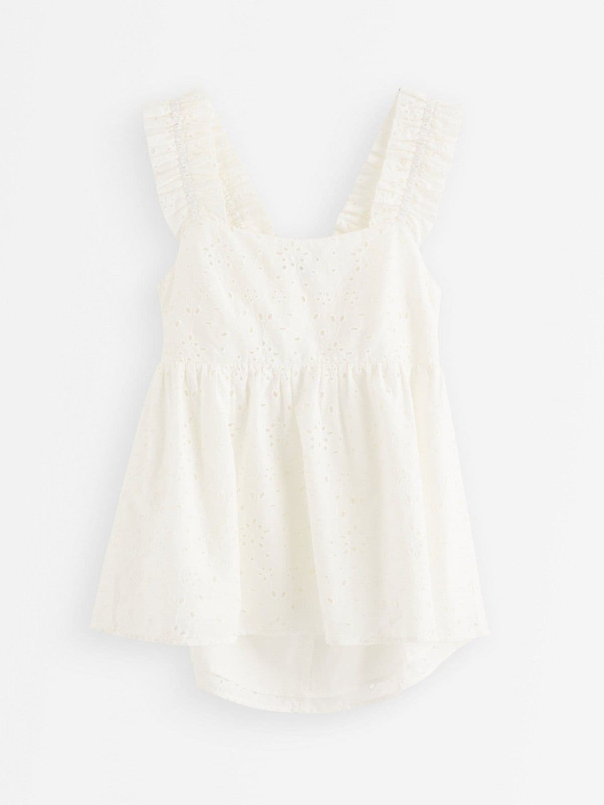 Sleeveless blouse with broderie anglaise White 1