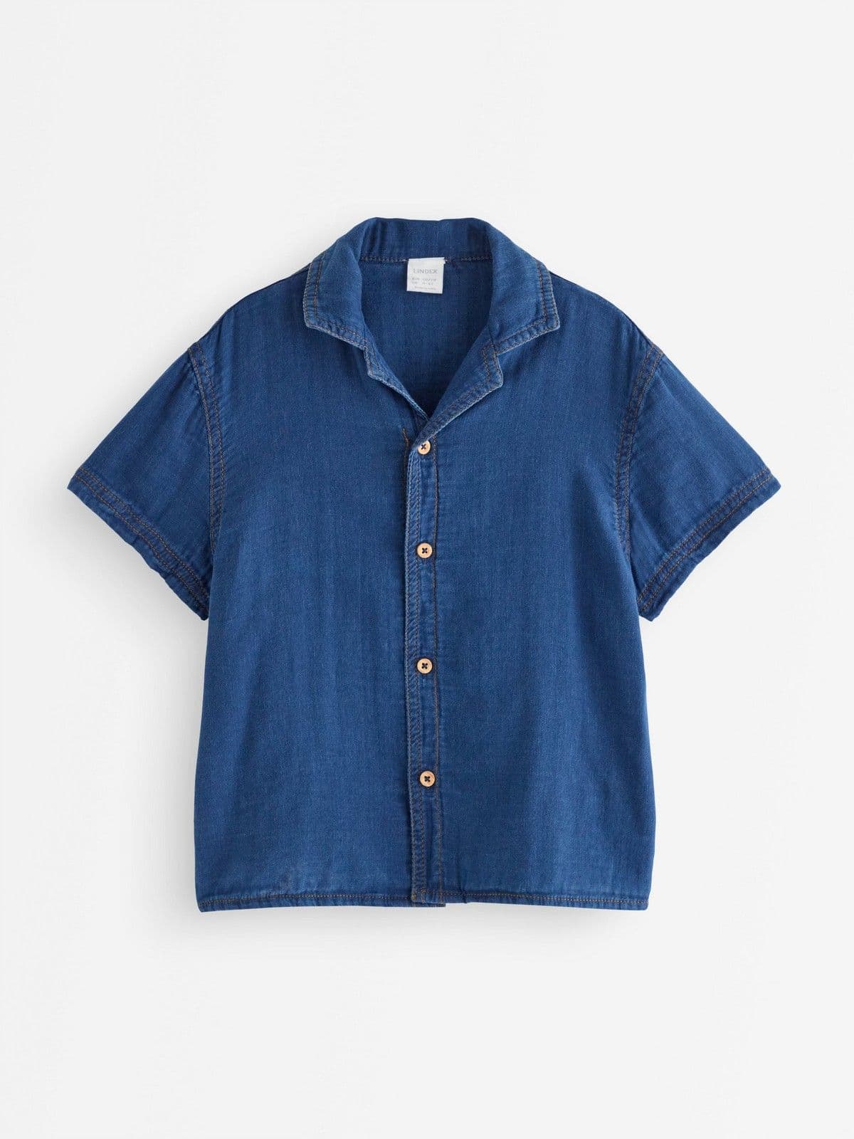 Short-sleeved shirt with denim look Medium denim 1