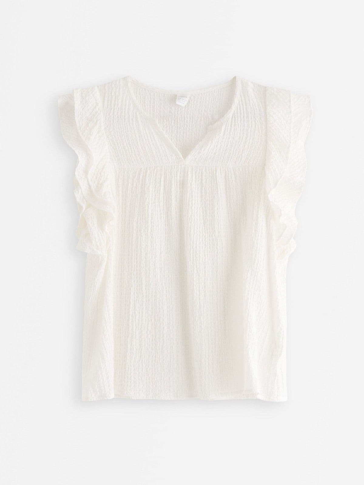 Sleeveless blouse with flounce Off White 1
