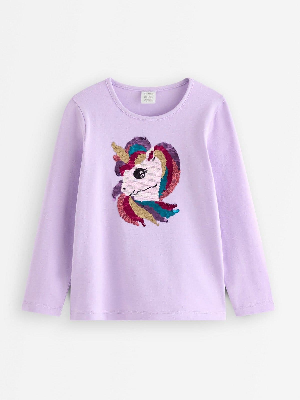 Long-sleeved top with reversible sequins Light Lilac 1