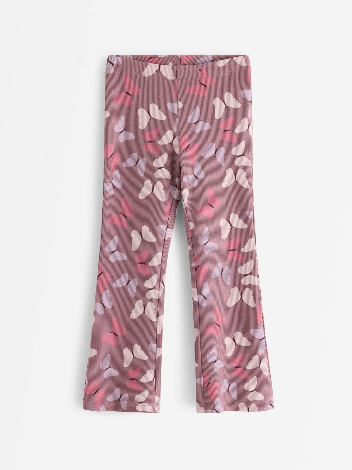 Flared ribbed leggings Dusty Lilac 1